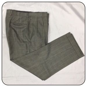 Jos.A.Bank 33R Wool Tan/Brown Plaid Dress Pants